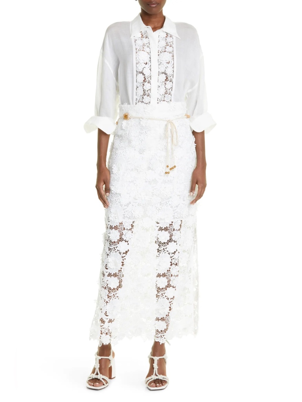 Zimmermann Ivory Raie Lace Flower Skirt NWT
